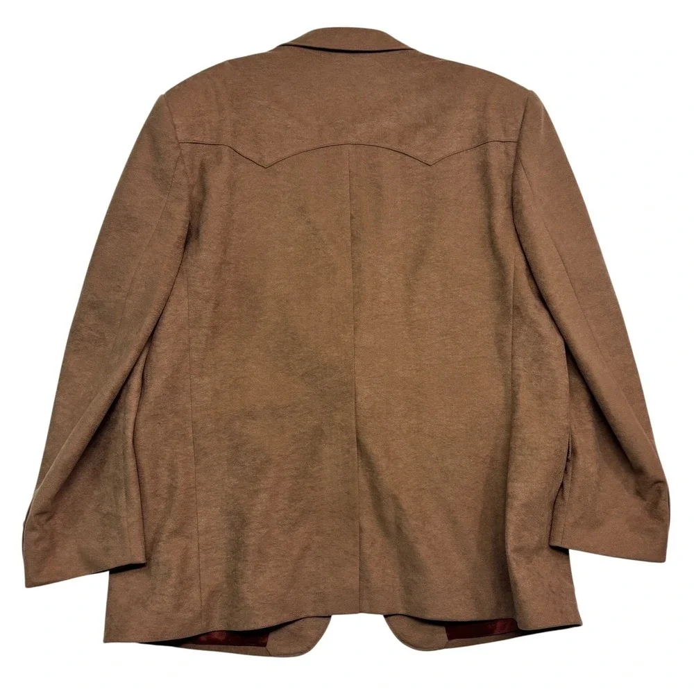vtg Pagano West 50L Brown Western Moleskin Blazer Jacket Sport Coat Faux Suede